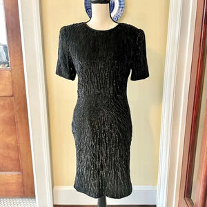 Stenay | Black Sequined Short Sleeve Cocktail Dress